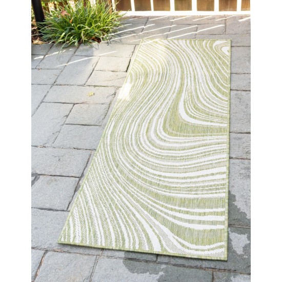 Rug Unique Loom Outdoor Modern Green Runner 2' 0 x 6' 0