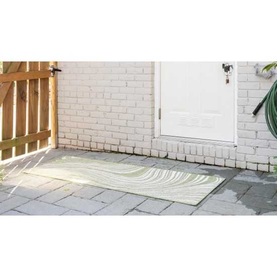 Rug Unique Loom Outdoor Modern Green Runner 2' 0 x 6' 0