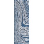 Rug Unique Loom Outdoor Modern Navy Blue Runner 2' 0 x 6' 0