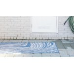 Rug Unique Loom Outdoor Modern Navy Blue Runner 2' 0 x 6' 0