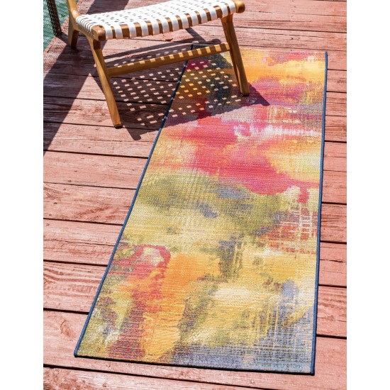 Rug Unique Loom Outdoor Modern Multi Runner 2' 0 x 6' 0