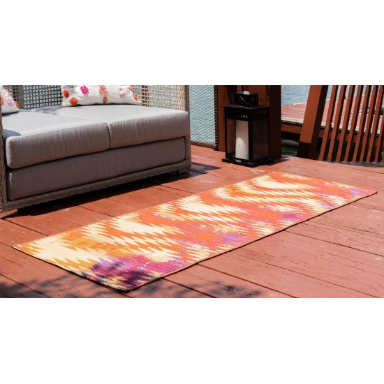 Rug Unique Loom Outdoor Modern Red Runner 2' 0 x 6' 0