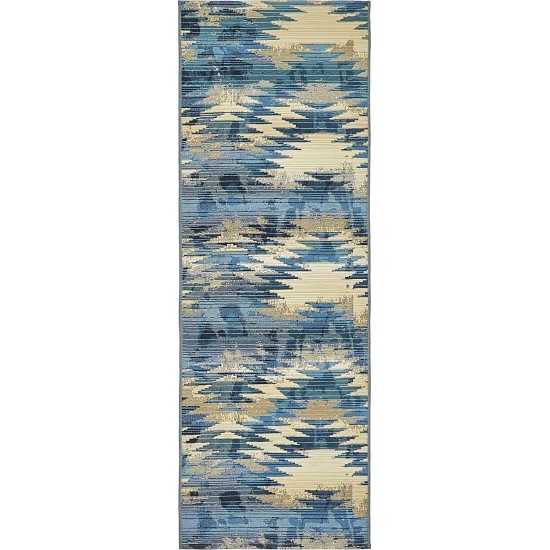 Rug Unique Loom Outdoor Modern Blue Runner 2' 0 x 6' 0