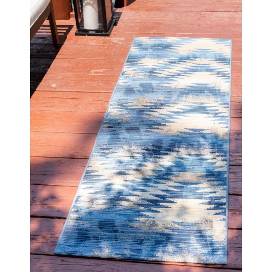 Rug Unique Loom Outdoor Modern Blue Runner 2' 0 x 6' 0