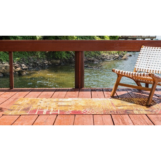 Rug Unique Loom Outdoor Modern Multi Runner 2' 0 x 6' 0