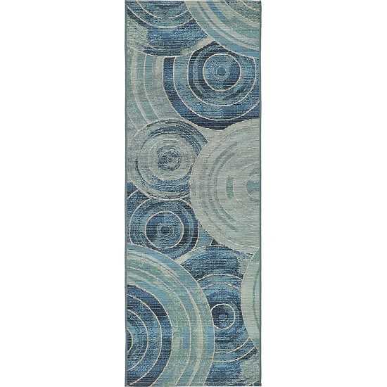 Rug Unique Loom Outdoor Modern Light Blue Runner 2' 0 x 6' 0