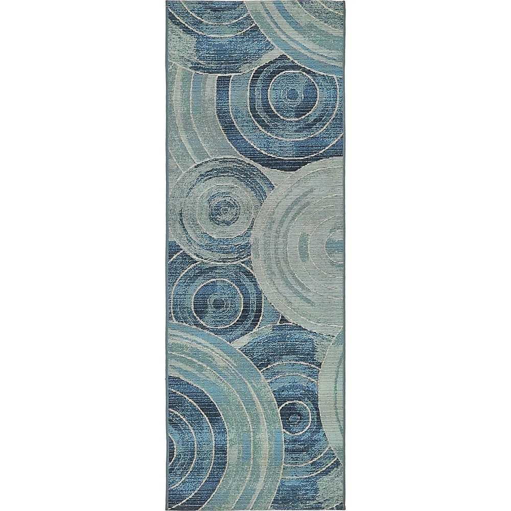 Rug Unique Loom Outdoor Modern Light Blue Runner 2' 0 x 6' 0