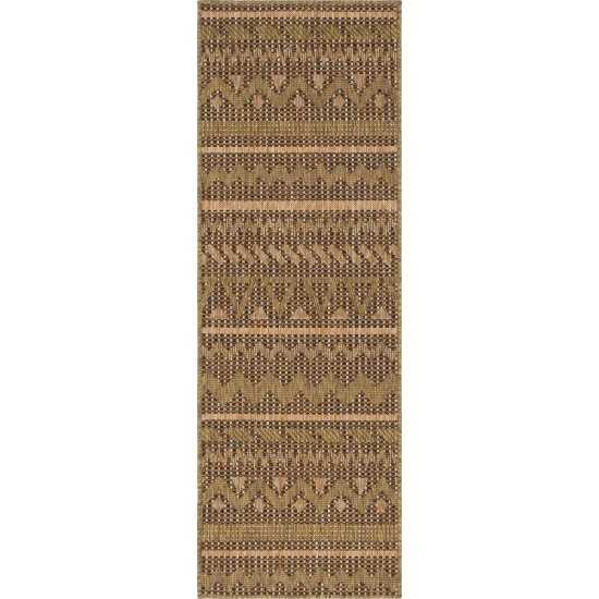 Rug Unique Loom Outdoor Modern Light Brown Runner 2' 0 x 6' 0