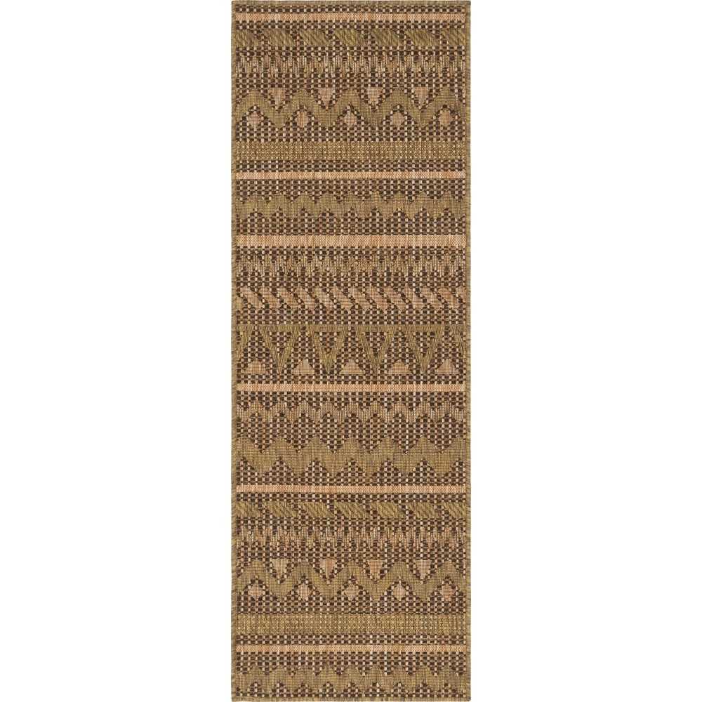 Rug Unique Loom Outdoor Modern Light Brown Runner 2' 0 x 6' 0