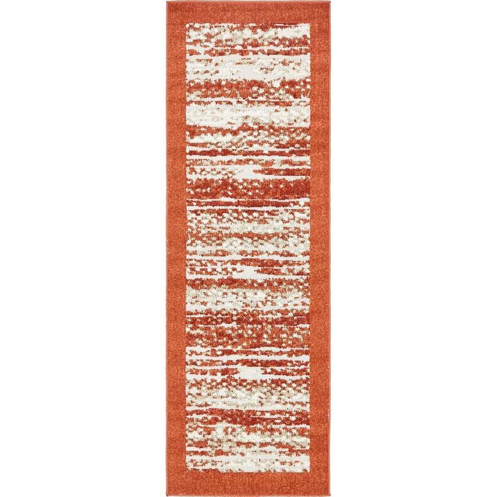 Rug Unique Loom Outdoor Modern Terracotta Runner 2' 0 x 6' 0