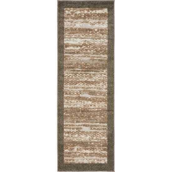 Rug Unique Loom Outdoor Modern Brown Runner 2' 0 x 6' 0