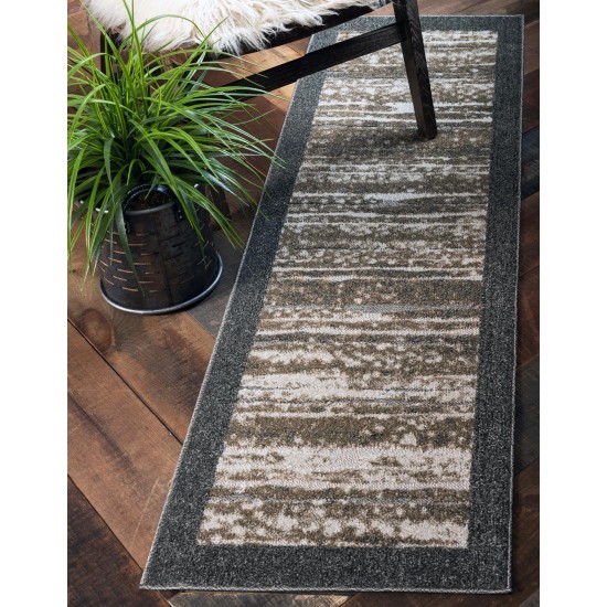 Rug Unique Loom Outdoor Modern Brown Runner 2' 0 x 6' 0