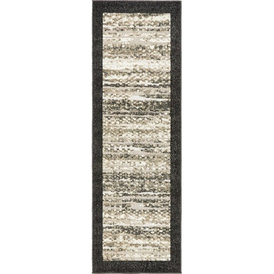 Rug Unique Loom Outdoor Modern Black Runner 2' 0 x 6' 0