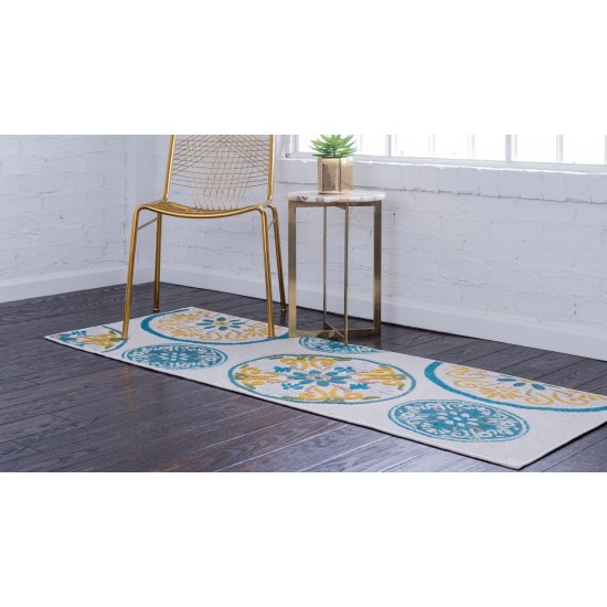 Rug Unique Loom Outdoor Modern Ivory Runner 2' 0 x 6' 0