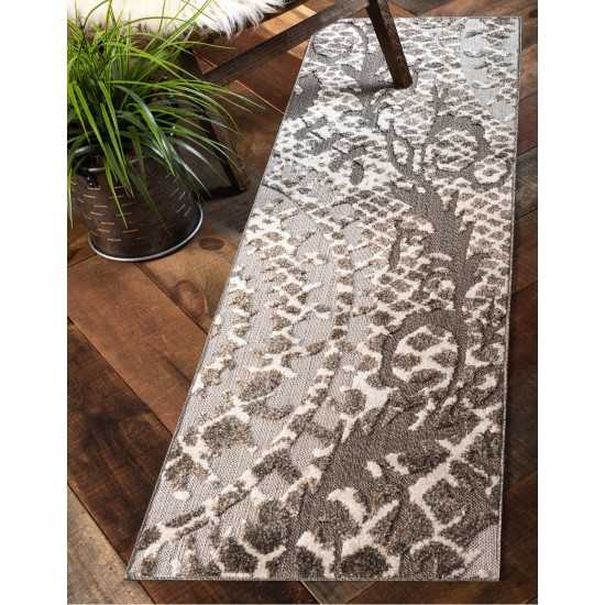 Rug Unique Loom Outdoor Modern Ivory Runner 2' 0 x 6' 0