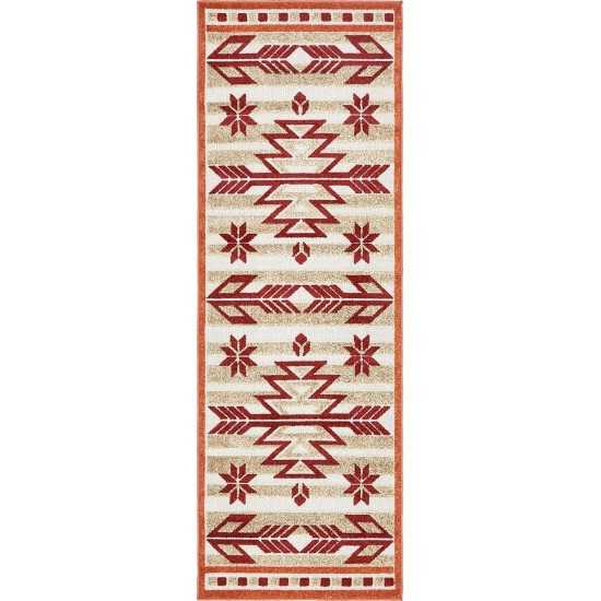 Rug Unique Loom Outdoor Modern Burgundy Runner 2' 0 x 6' 0