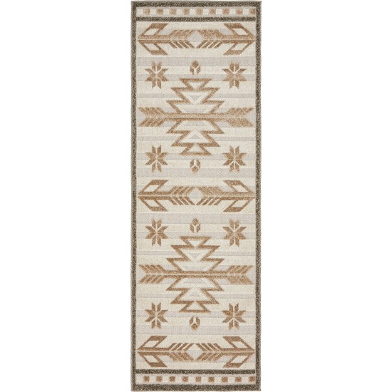 Rug Unique Loom Outdoor Modern Light Brown Runner 2' 0 x 6' 0