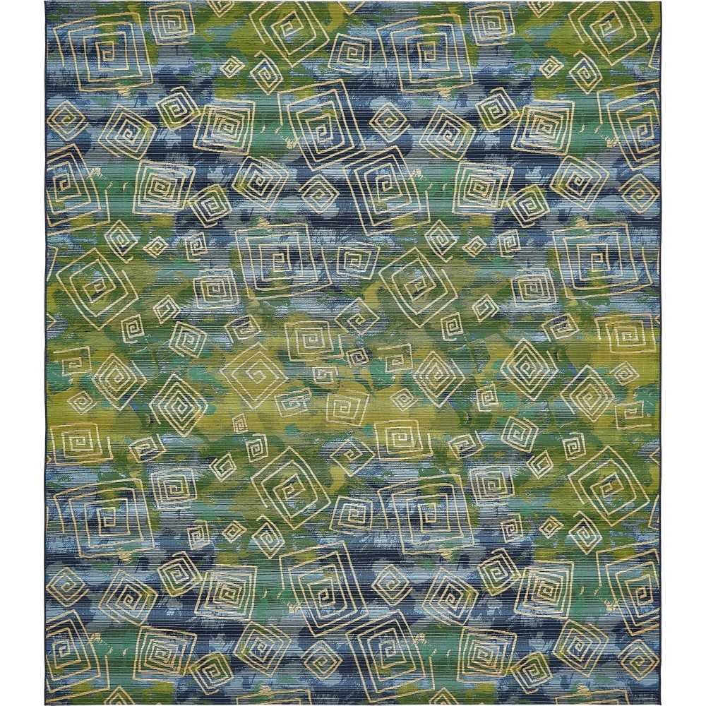 Rug Unique Loom Outdoor Modern Navy Blue Rectangular 10' 0 x 12' 0