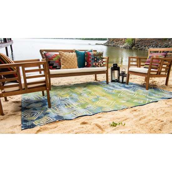 Rug Unique Loom Outdoor Modern Navy Blue Rectangular 10' 0 x 12' 0