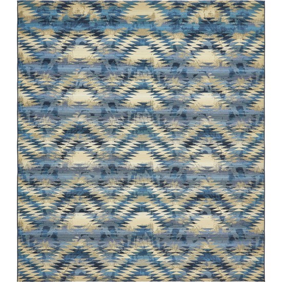 Rug Unique Loom Outdoor Modern Blue Rectangular 10' 0 x 12' 0