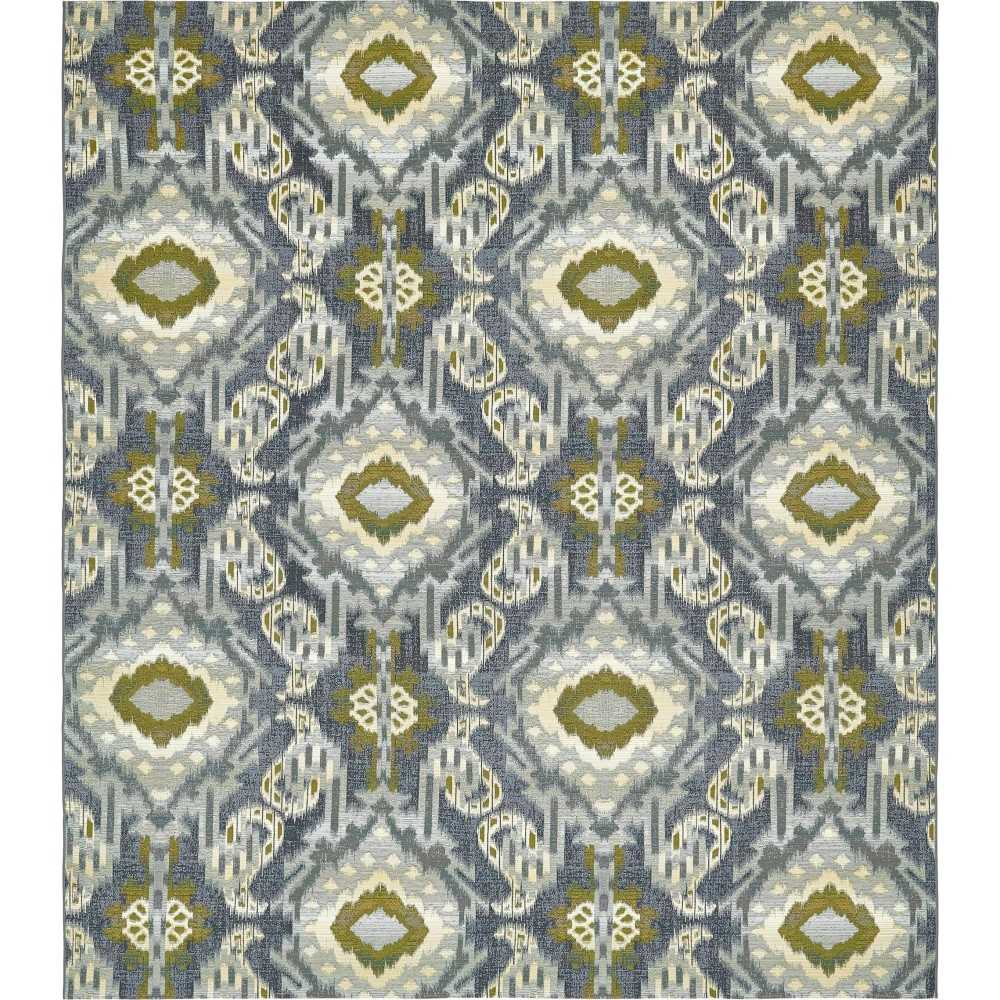 Rug Unique Loom Outdoor Modern Blue Rectangular 10' 0 x 12' 0