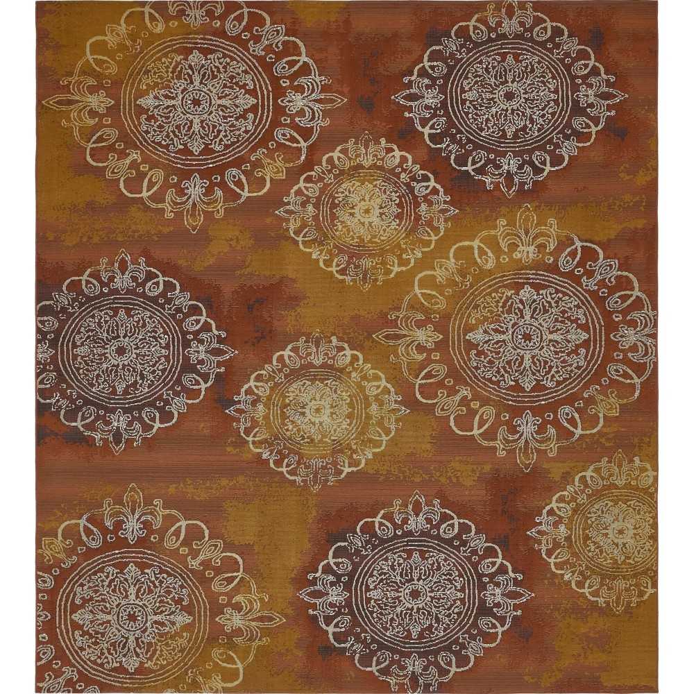 Rug Unique Loom Outdoor Modern Rust Red Rectangular 10' 0 x 12' 0