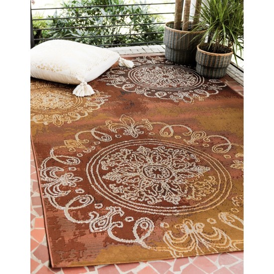 Rug Unique Loom Outdoor Modern Rust Red Rectangular 10' 0 x 12' 0