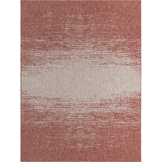 Rug Unique Loom Outdoor Modern Rust Red Rectangular 9' 0 x 12' 0