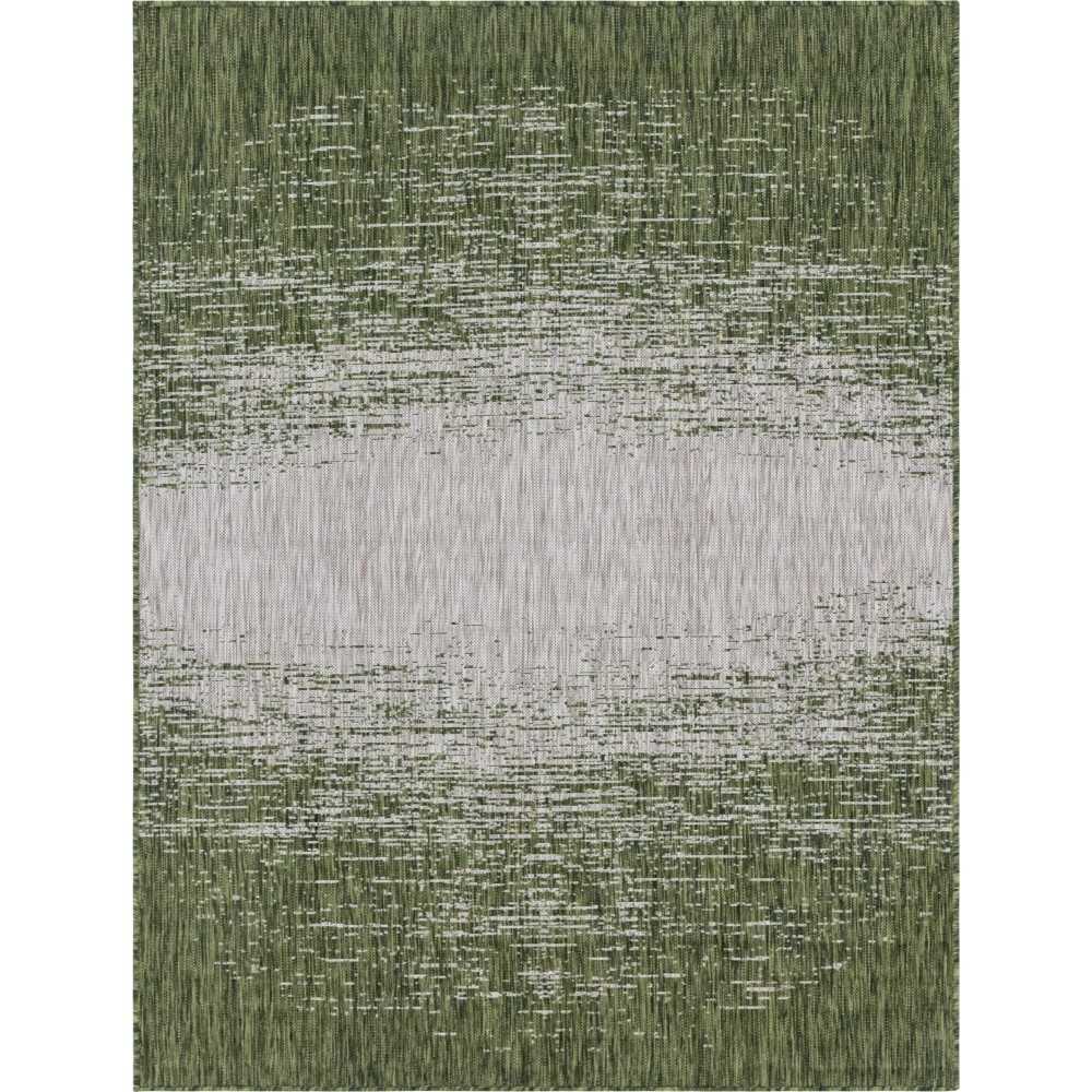 Rug Unique Loom Outdoor Modern Green Rectangular 9' 0 x 12' 0