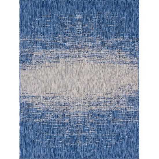 Rug Unique Loom Outdoor Modern Blue Rectangular 9' 0 x 12' 0