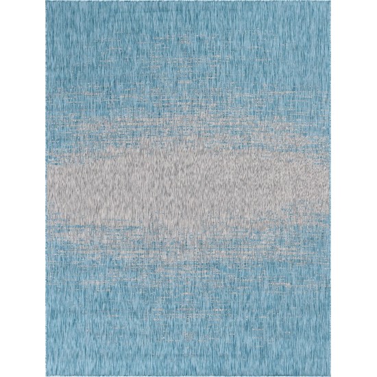 Rug Unique Loom Outdoor Modern Aqua Blue Rectangular 9' 0 x 12' 0