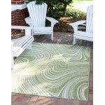 Rug Unique Loom Outdoor Modern Green Rectangular 9' 0 x 12' 0