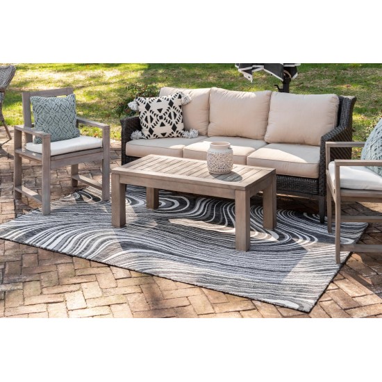 Rug Unique Loom Outdoor Modern Charcoal Rectangular 9' 0 x 12' 0