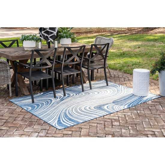 Rug Unique Loom Outdoor Modern Navy Blue Rectangular 9' 0 x 12' 0