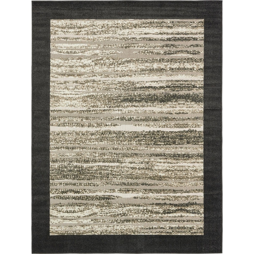 Rug Unique Loom Outdoor Modern Black Rectangular 9' 0 x 12' 0