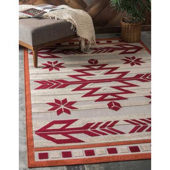 Rug Unique Loom Outdoor Modern Burgundy Rectangular 9' 0 x 12' 0