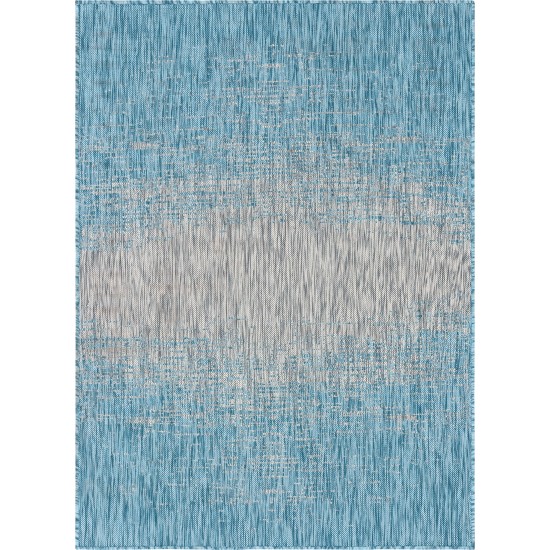 Rug Unique Loom Outdoor Modern Aqua Blue Rectangular 8' 0 x 11' 4