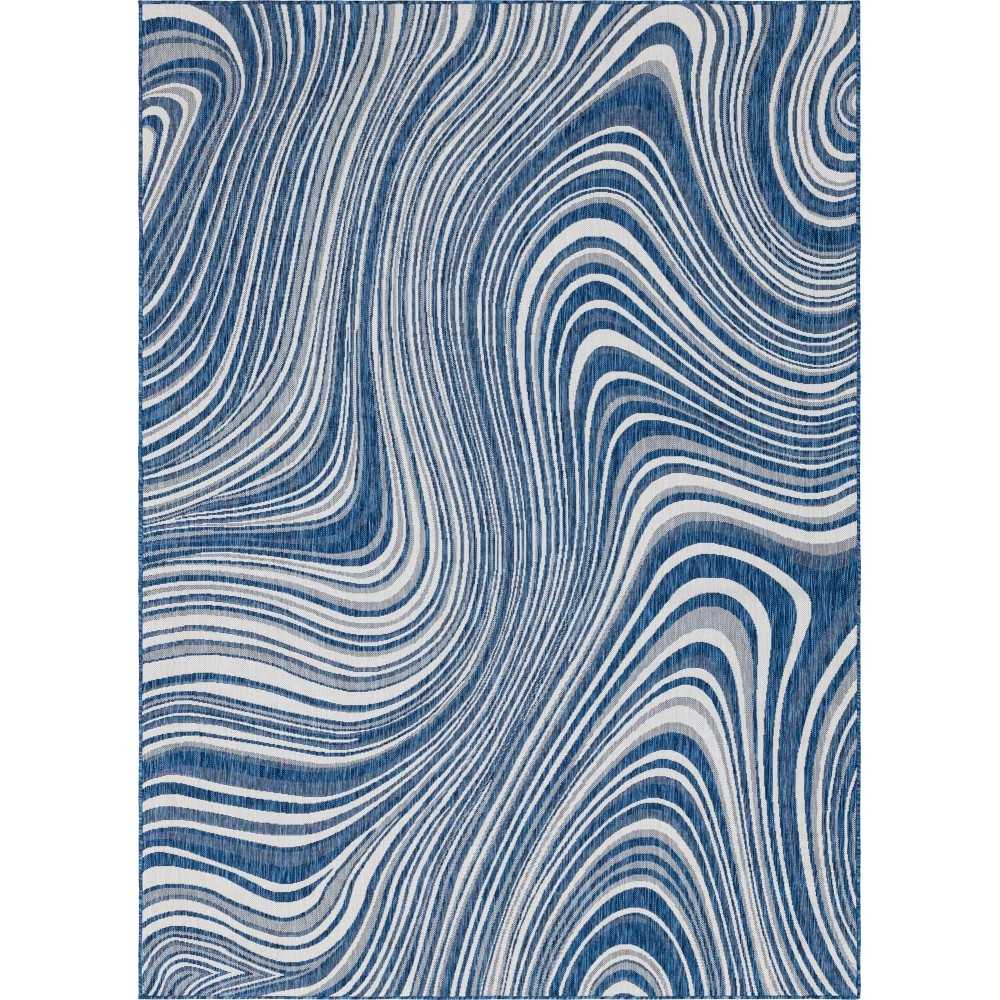 Rug Unique Loom Outdoor Modern Navy Blue Rectangular 8' 0 x 11' 4