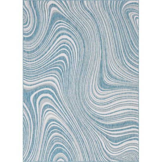 Rug Unique Loom Outdoor Modern Blue Rectangular 8' 0 x 11' 4