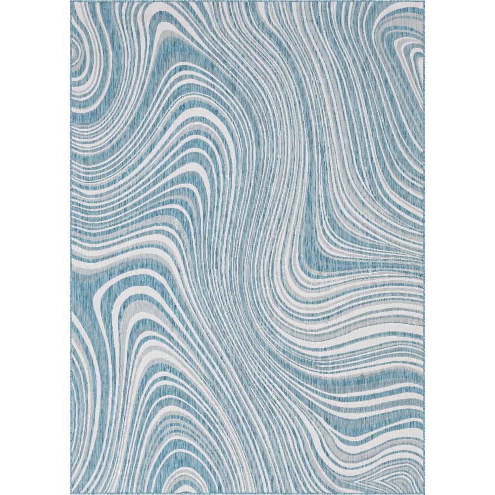 Rug Unique Loom Outdoor Modern Blue Rectangular 8' 0 x 11' 4