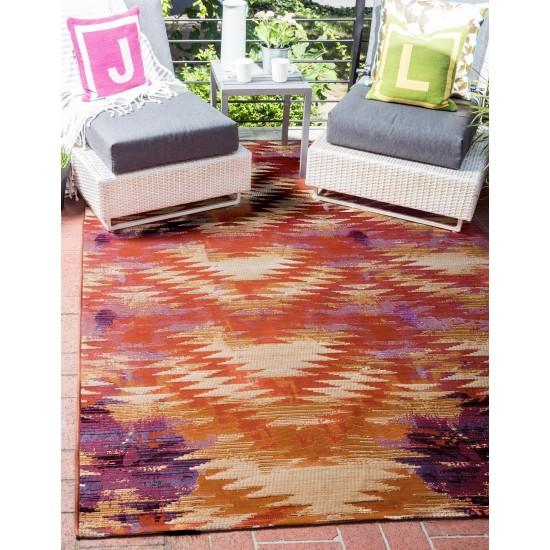 Rug Unique Loom Outdoor Modern Red Rectangular 8' 0 x 11' 4