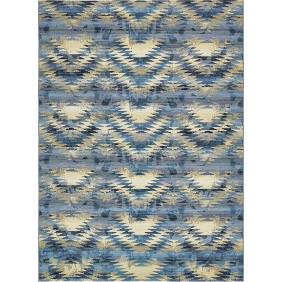 Rug Unique Loom Outdoor Modern Blue Rectangular 8' 0 x 11' 4