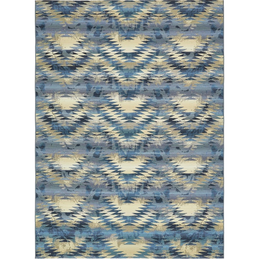 Rug Unique Loom Outdoor Modern Blue Rectangular 8' 0 x 11' 4