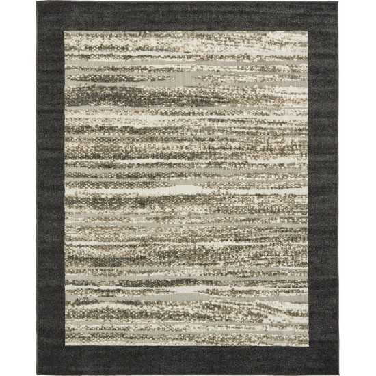 Rug Unique Loom Outdoor Modern Black Rectangular 8' 0 x 10' 0