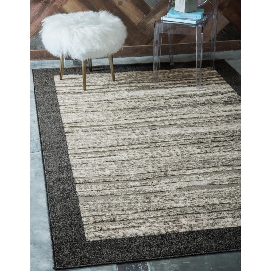 Rug Unique Loom Outdoor Modern Black Rectangular 8' 0 x 10' 0