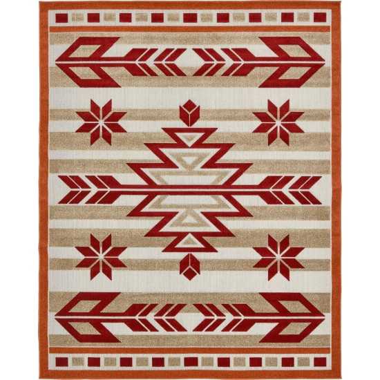 Rug Unique Loom Outdoor Modern Burgundy Rectangular 8' 0 x 10' 0