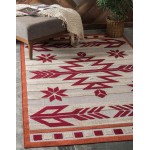 Rug Unique Loom Outdoor Modern Burgundy Rectangular 8' 0 x 10' 0