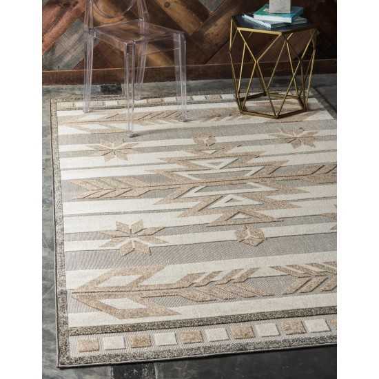 Rug Unique Loom Outdoor Modern Light Brown Rectangular 8' 0 x 10' 0