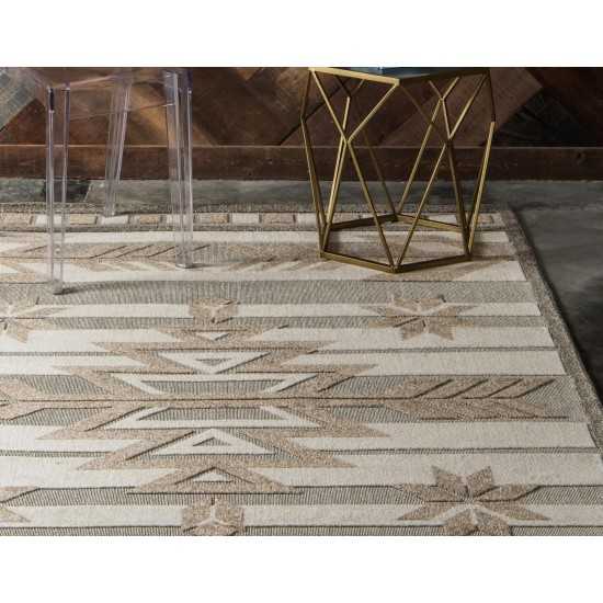 Rug Unique Loom Outdoor Modern Light Brown Rectangular 8' 0 x 10' 0