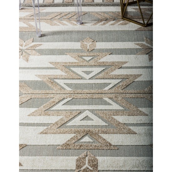 Rug Unique Loom Outdoor Modern Light Brown Rectangular 8' 0 x 10' 0